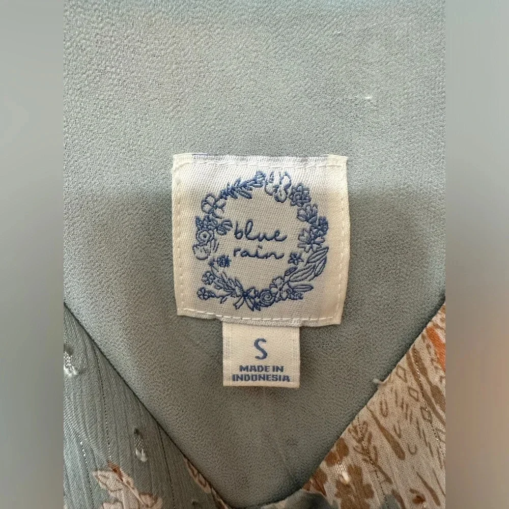 Blue Rain Textured Paisley Print Cami Small - Picture 2 of 6